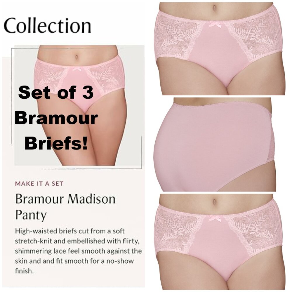 Set of 3! Panties 3XL Briefs Bramour Pink 36 FITS 35-36" High-Waist 46-48" Hips
